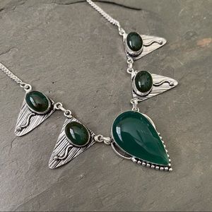 Boho Dark green Onyx necklace